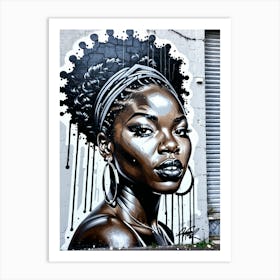 Graffiti Mural Of Beautiful Black Woman 325 Art Print