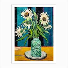 Flowers In A Vase Still Life Painting Edelweiss 2 Art Print