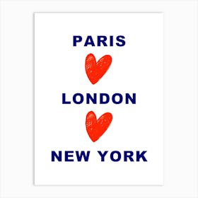 Paris London New York Travel Poster Art Print