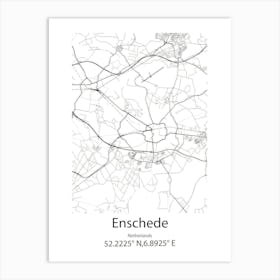 Enschede,Netherlands Minimalist Map Art Print