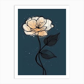 Line Art Marigold Flowers Illustration Neutral 9 Art Print