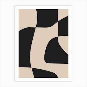 Beige And Black Abstract Shapes 2 Art Print