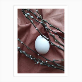 White Egg On Branches 1 Art Print