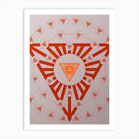 Geometric Abstract Glyph Circle Array in Tomato Red n.0174 Art Print