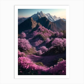 Azalea Colonies Spreading In A Valley Surrounded By Peaks Art Print