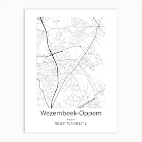 Wezembeek Oppem,Belgium Minimalist Map Art Print