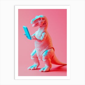 Pastel Toy Dinosaur On A Smart Phone 3 Art Print