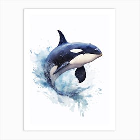 Blue Watercolour Painting Style Of Orca Whale  3 Art Print