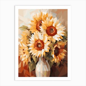 Sunflower Flower And Peaches Still Life Painting 2 Dreamy Art Print