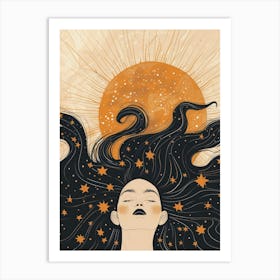 Starry Night of a Woman Art Print