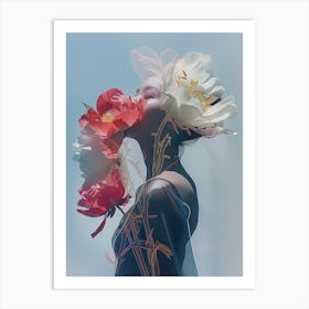 "Woman with Floating Flowers" 1 Art Print