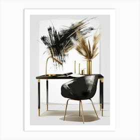 Gold And Black 104 Art Print