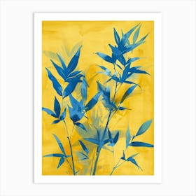 Blue And Yellow Bamboo Art Print
