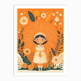 Girl With Flowers Art Print