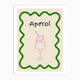 Aperol Doodle Poster Green & Pink Art Print