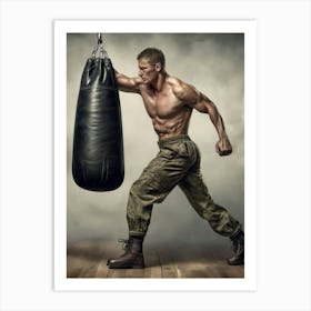 Boxer Punching Bag Art Print