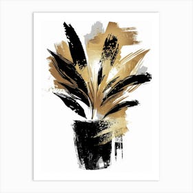 Gold And Black Plant 2 Art Print