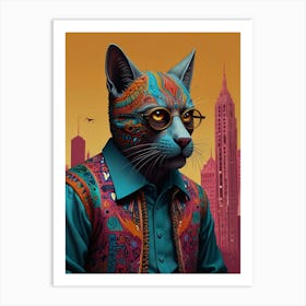 Cat With Glasses 1 Art Print