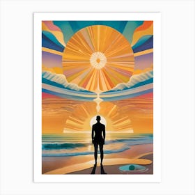 Eclipse of the Self: Sun Rising Over The Ocean Art Print