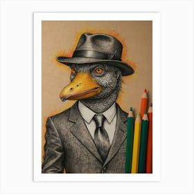 Duck In A Suit Art Print