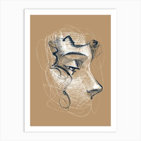 Drawing Of A Woman's Face 1 Art Print