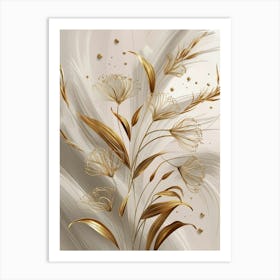 Gold Flowers Canvas Print Art Print