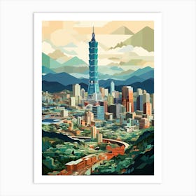 Taipei,Taiwan, Geometric Illustration 3 Art Print