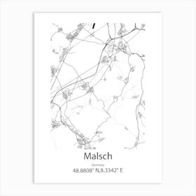 Malsch,Germany Minimalist Map Art Print