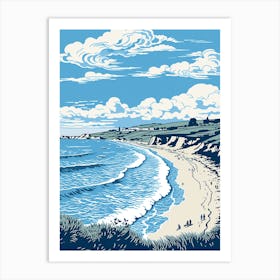 A Screen Print Of Lulworth Cove Beach Dorset 3 Art Print