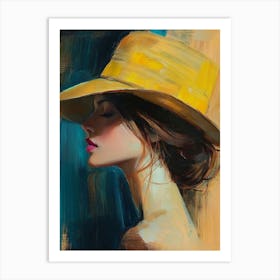 A Painting Depicting A Woman Wearing An Elegant Hat, Capturing Her Grace And Style Art Print