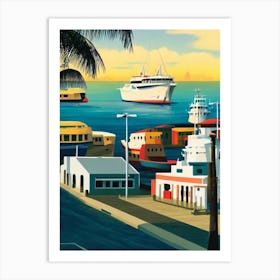 Port Of Santo Domingo Dominican Republic Vintage Poster harbour Art Print