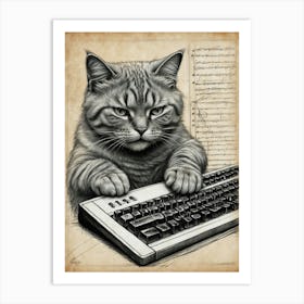 Cat On Keyboard 1 Art Print