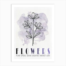 Black Line Art Floral Painting Art Print