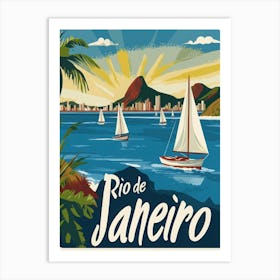 Aihrgdesign A Retro Travel Poster For Rio De Janeiro Featurin F208e6b1 Fb90 4994 8002 57f134ef453f 3 Art Print