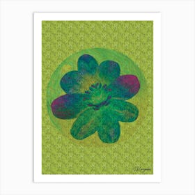 Flower Orb On A Green Background Art Print
