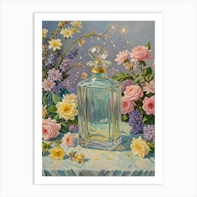 Floral Perfume Bottle Art Print