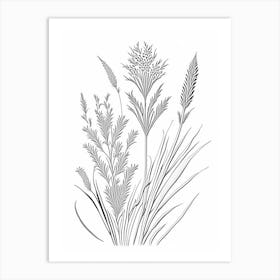 Psyllium Herb William Morris Inspired Line Drawing 1 Art Print