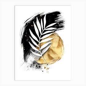 Gold And Black Palm Leaf Art Print