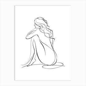 Continuous Line Drawing Of A Woman Minimalist Line Art Monoline Illustration Art Print