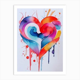 Watercolor Heart Painting Art Print