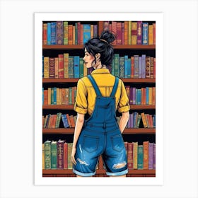 Girl In Overalls Art Print