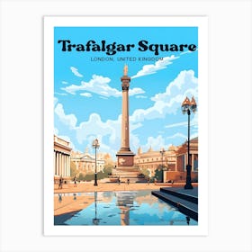 Trafalgar Square London Tourist Destination Travel Illustration Art Print