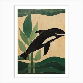 Abstract Killer Whale Geometric Collage Art Print