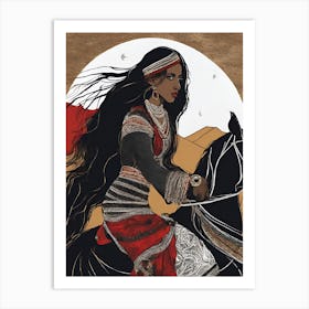 Woman African A Horse Art Print