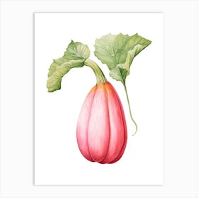 Pink Banana Pumpkin Watercolour Illustration 2 Art Print