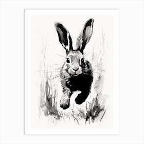 Rabbit Prints Ink Drawing Black And White 6 Art Print