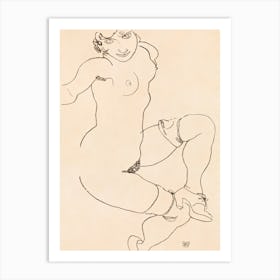 Naked Lady In Lingerie, Seated Nude In Shoes And Stockings (1918), Egon Schiele Art Print