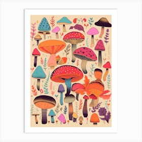 Funky Mushrooms 1 Art Print