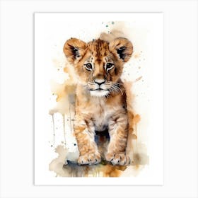 Lion Cub Watercolor Art Print