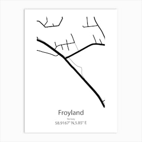 Froyland,Norway Minimalist Map Art Print